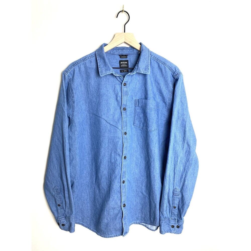 Prana Button Down Long Sleeve Shirt 100% Heavy Cotton - Men's Size Large